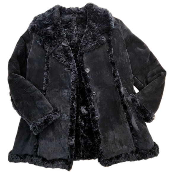 Wilsons Leather Jackets & Blazers - VTG WILSONS LEATHER SUEDE MAXIMA Faux Fur Jacket, Black, Women's M( listing as)